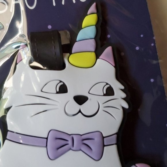 silicon luggage bag tag Unicorn caticorn kitty cat - Picture 3 of 5